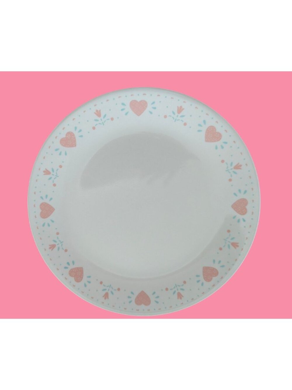 Corelle By Corning "Forever Yours" Heart Pattern Dinner Plate Pink & Blue Floral